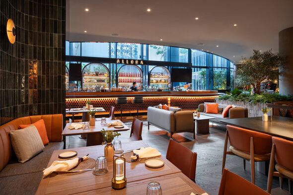 Interior view of a modern, stylish restaurant