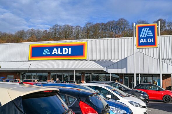 Cars parked outside an ALDI store