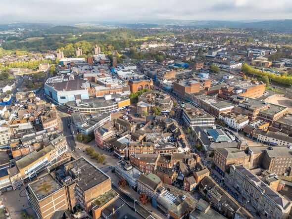 An aerial view of the City centre of Stoke-on-Trent at Hanley