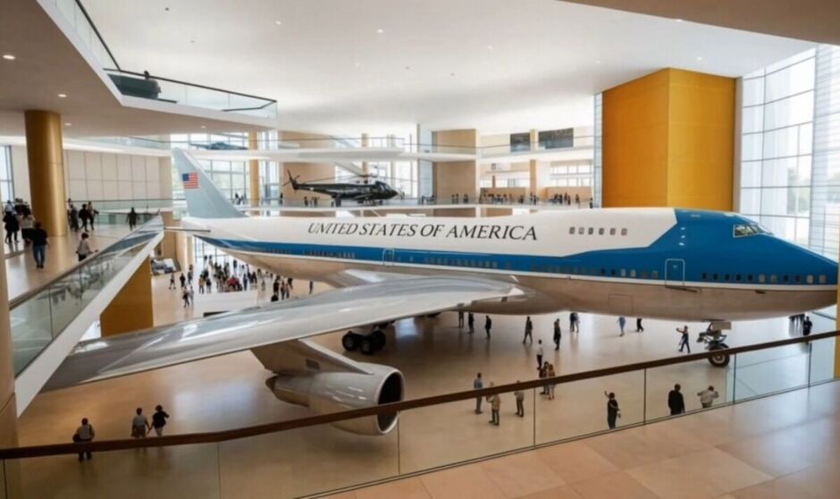 Air Force One and Marine One in library