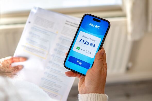 Managing household expenses with mobile banking app. Heating and utility expenses concept.