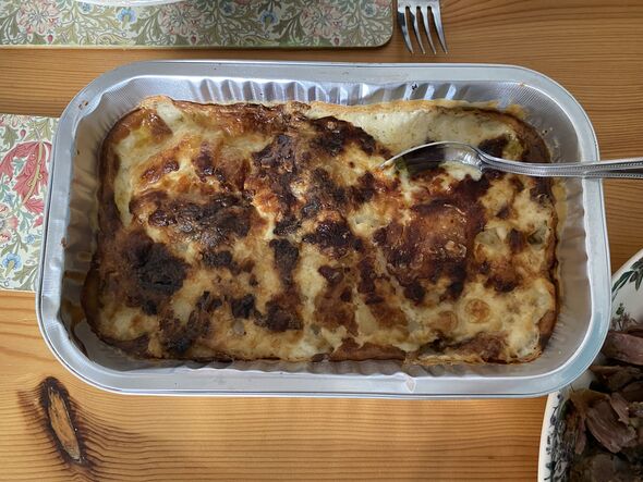 Dauphinoise potatoes in silver dish