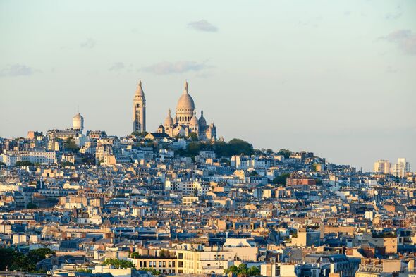 Montmartre skyline with Sacre Coeur in evening light