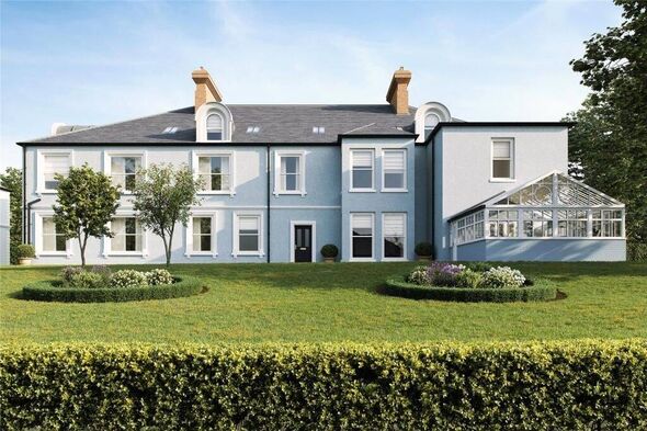 CGI shows this side elevation fully restored and looking stunning Grade II listed Lime Grove House Carmarthen for sale with plan