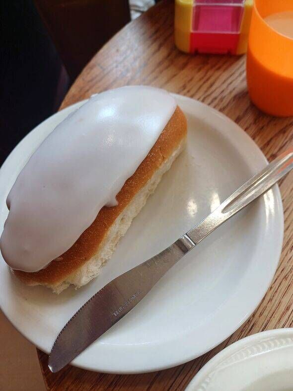 Iced bun from a bakery