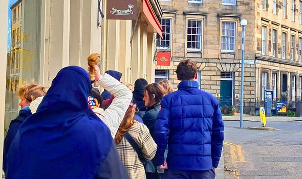 Picture of the queue outside Lannan bakery