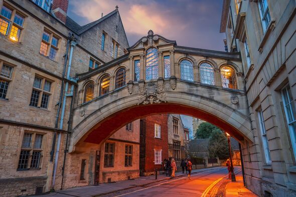 Old town of Oxford city, cityscape of England