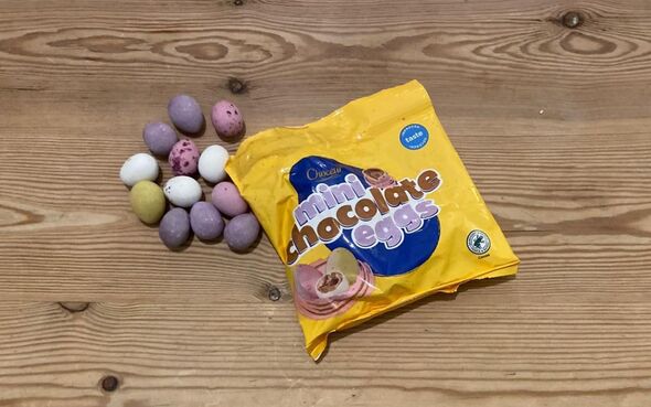 Aldi mini eggs on a table
