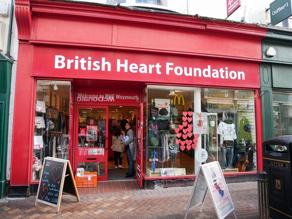 The British Heart Foundation on St. Mary Street in Weymouth, Dorset, England, UK.