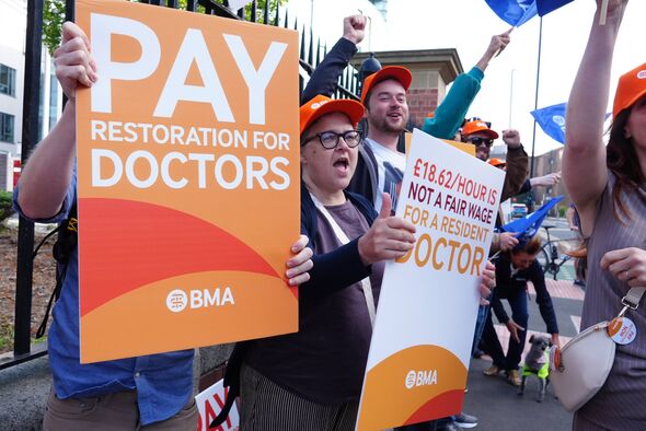 NHS resident doctors protesting