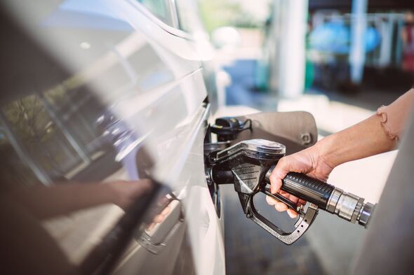 Filling up diesel fuel at a petrol station