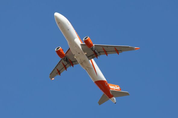 Passenger aircraft EASYJET in the blue sky