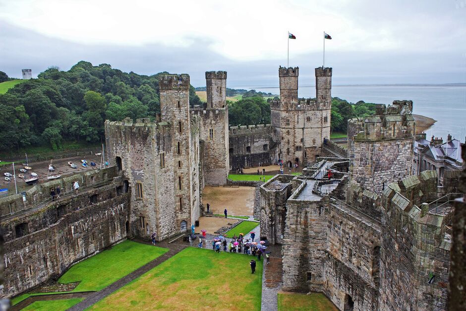 Ancient Carnarfon castle in Wales, UK