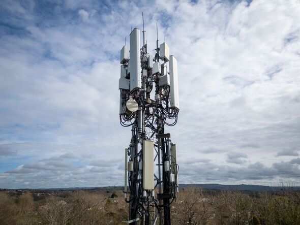 A mobile phone mast in UK countryside