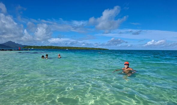A man in the sea in Mauritius