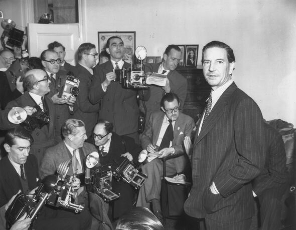 Kim Philby has hands in pocket at press conference