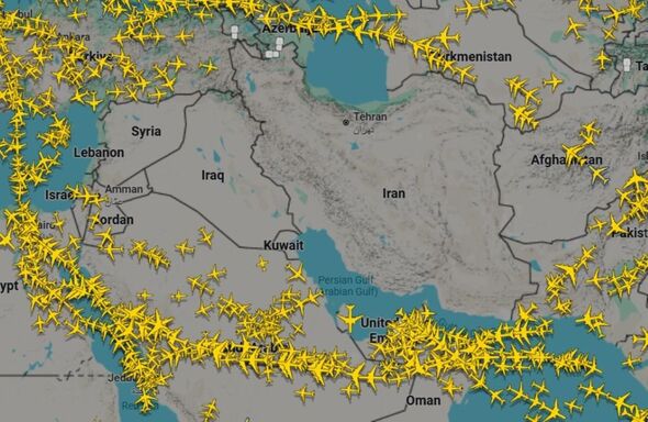 Airspace over parts of the Middle East