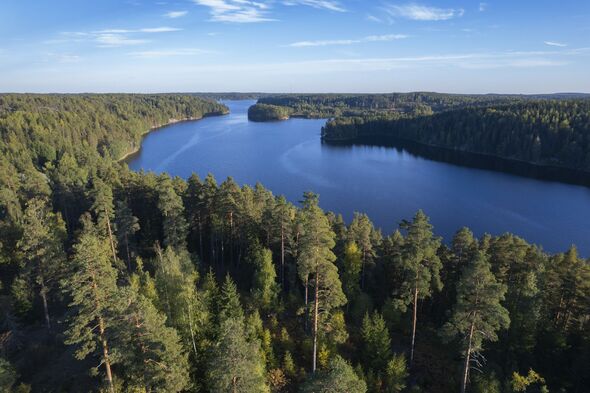 Aerial view to the Nuuksio national park in Finland