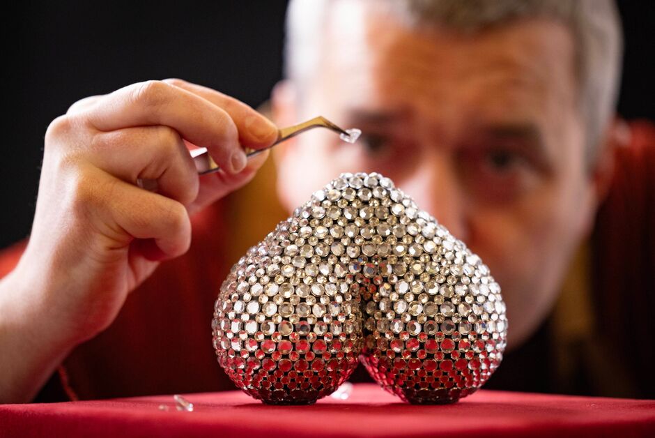 Quentin Devine adds finishing touches to 'The Real Crown Jewels, Testicular Cancer Awareness Month.