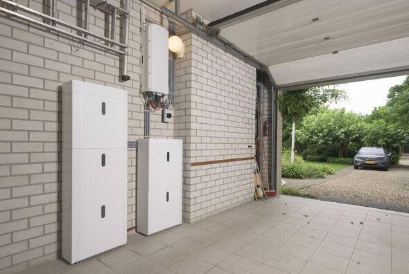 Battery storage system for renewable energy in private house garage