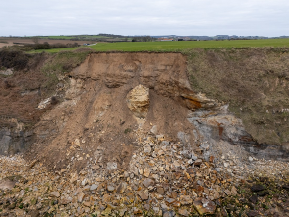 Parts of the cliffs at Burniston have collapsed into the sea