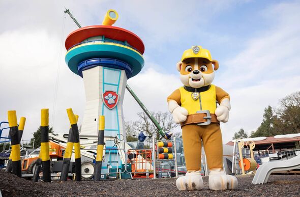 A costume character of Rubble from PAW Patrol