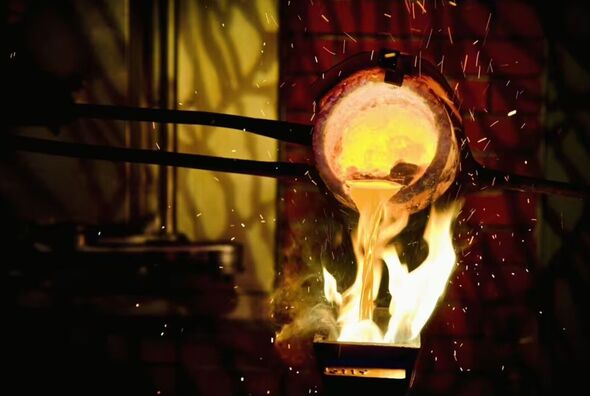 Gold pouring demonstration at Gold Reef City theme park