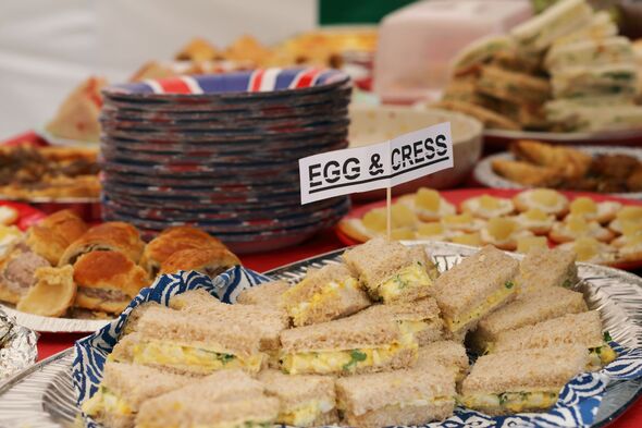 Sandwiches and sausage rolls for English afternoon tea