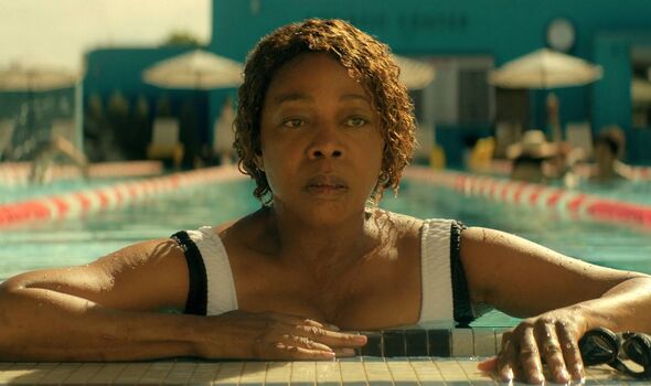 Woman in a swimming pool.