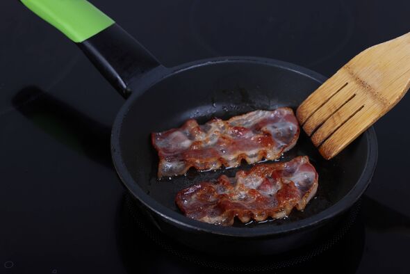 Bacon in frying pan on Induction Cooker