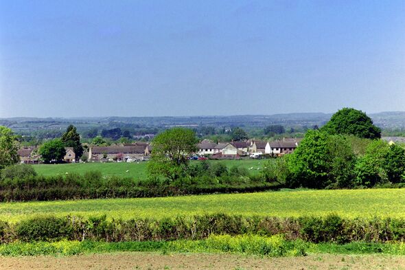 cotswolds landscape agricultural land fields rural countryside england uk - shot on film