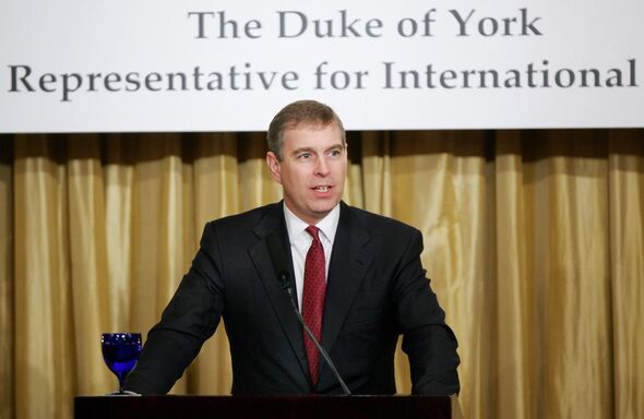 Prince Andrew of Britain addresses a lun