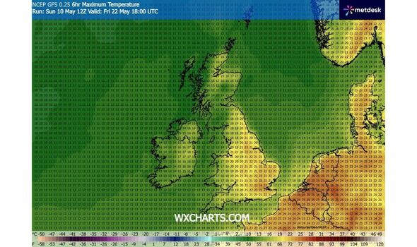 UK hot weather map