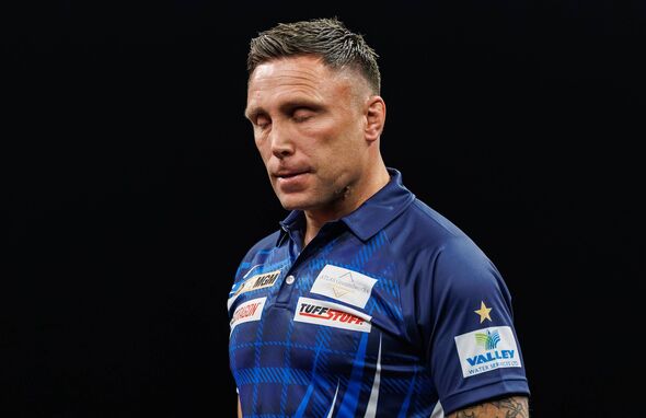Gerwyn Price reacts at P&J Live Arena
