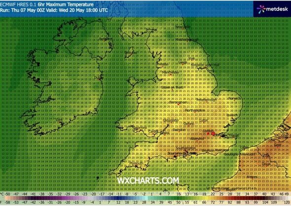 UK weather map for May 20