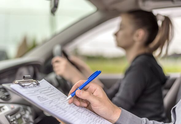 Student driver taking driving test