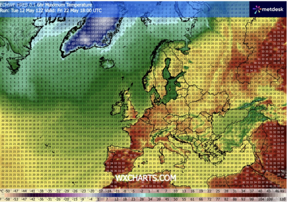UK weather map from WXCharts