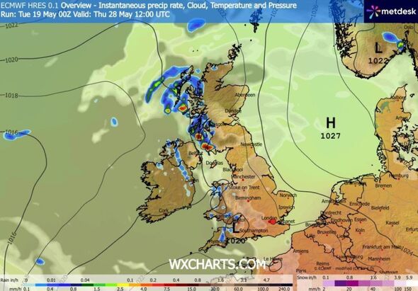 weather map of the UK