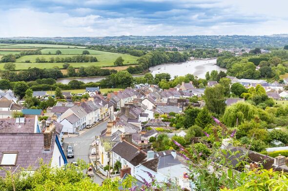 Overhead view of Cardigan in Wales