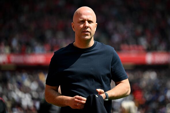 Arne Slot, Manager of Liverpool, looks on prior to the Premier League match between Liverpool and C