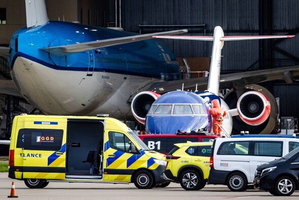 A medical aircraft carrying some of the passengers believed to be infected with hantavirus