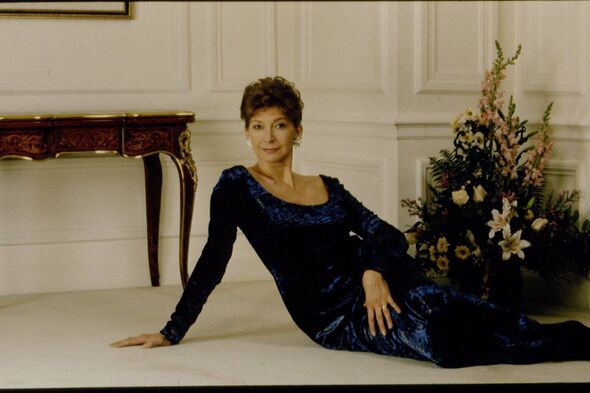 FELICITY LOTT, THE BRITISH OPERA SINGER, RECLINES ON THE FLOOR IN AN EVENING GOWN IN PARIS