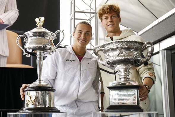 Jannik Sinner and Aryna Sabalenka react