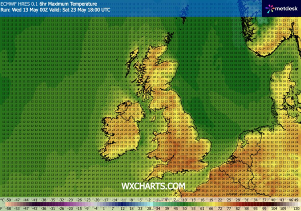 WX Charts map for Saturday, May 23