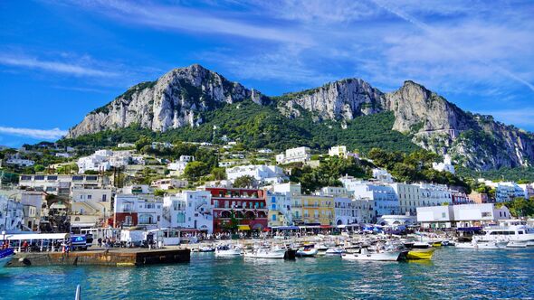Island of Capri and the main docking port of Marina Grande, Italy