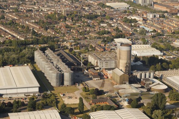 Brewery Maltings and Industrial Complex Aerial View, Staffordshire
