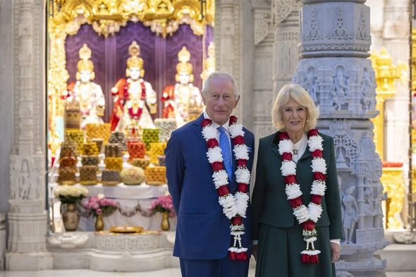 King Charles III and Queen Camilla visiting the Neasden temple
