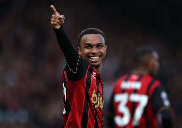 Junior Kroupi celebrates scoring for Bournemouth