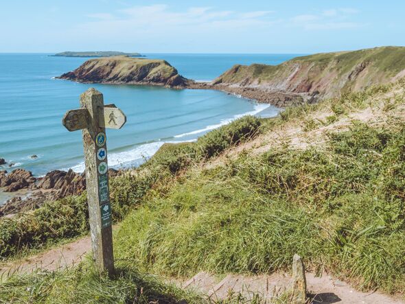 Fingerposts signs for the Pembrokeshire Coastal path at Marloes Sands
