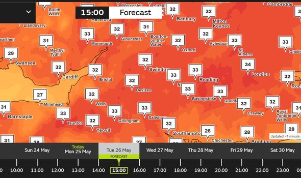 Met Office temperature map